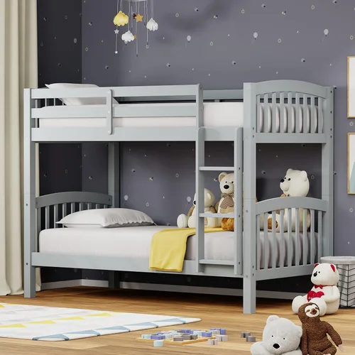 Vista 3 de Glenwillow Home Litera Arca de madera maciza individual sobre cama individual en gris claro