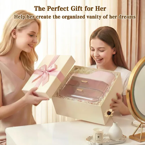 Vista 9 de Organizador de maquillaje para tocador con cajones grandes y suaves, organizador de cuidado de la piel extra grande para encimera de baño y tocador