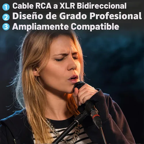 Vista 2 de Cyberguys! Cable RCA a XLR, 2 cables de audio bidireccionales XLR a RCA, 6