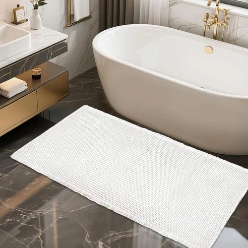 Vista 25 de ZALL - Tapete de baño de punto gofre beige, súper absorbente, antideslizante, largo, color crema, 24 x 72 pulgadas, lavable a máquina, ultra suave