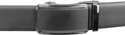 Vista 8 de Cinturón de vestir ajustable con trinquete para hombre, cuero negro, ribete para adaptarse