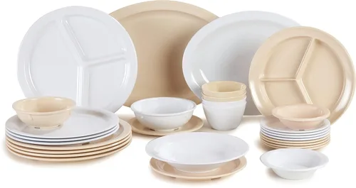 Vista 6 de Carlisle FoodService Products Kingline - Plato dividido con compartimento profundo con 3 compartimentos para el hogar y el restaurante, melamina