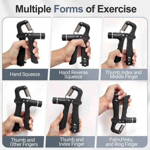Vista 4 de Kits de entrenamiento de fuerza de agarre (paquete de 5), fortalecedor de antebrazo con resistencia ajustable, probador de fuerza de agarre