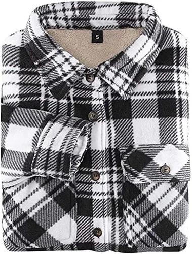 Vista 2 de Chaqueta de franela con forro polar para mujer, forro polar Sherpa
