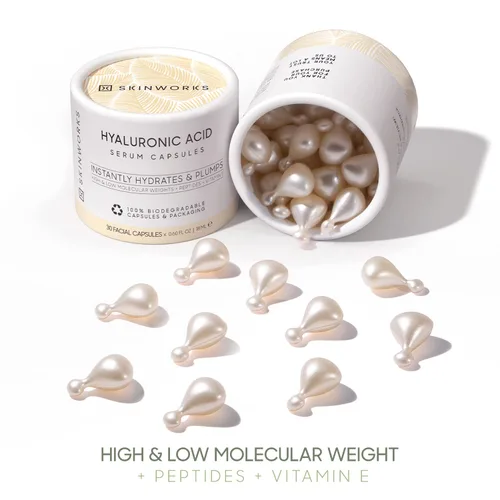 Vista 6 de SKINWORKS Suero de ácido hialurónico para cara, suero antienvejecimiento para líneas finas y arrugas, brillo hidratante, hidratante facial regordeta