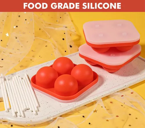 Vista 3 de Webake Juego de 3 moldes para piruletas, moldes de silicona para caramelos duros con 100 palitos de papel, moldes redondos 3D de caramelo con tapas