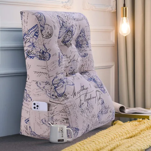 Vista 7 de WOWMAX Almohada de lectura curva para adulto, almohada de espalda elevada para sentarse en la cama, almohada de apoyo de espalda para sofá, almohada