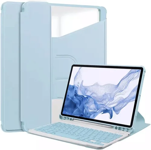 Vista 18 de kaidisen Funda con teclado giratorio 360° para Galaxy Tab S6 Lite de 10.4 pulgadas, soporte vertical, teclado magnético desmontable, funda Azul/claro