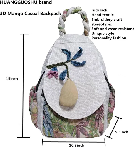Vista 79 de HUANGGUOSHU Mochila de algodón tejida de algodón bohemio con bordado de lona estilo bohemio con múltiples bolsillos retro linda mochila cartera