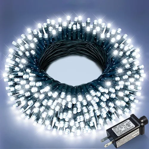 Vista 36 de Juego de 2, luces de Navidad, 200 pies, 600 LED, exterior/interior, guirnalda luces, 8 modos, impermeables, cable verde, parpadeantes, árbol, patio