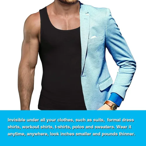 Vista 3 de Camiseta sin mangas de compresión para hombre, adelgazante, chaleco para abdominales