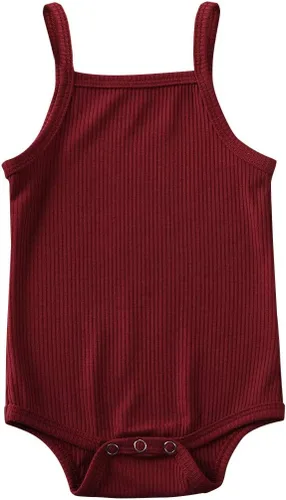 Vista 8 de Mameluco para bebé niña y niño, mono liso de una pieza, sin mangas, ropa de bebé de una pieza, trajes de verano beige (A-Beige)