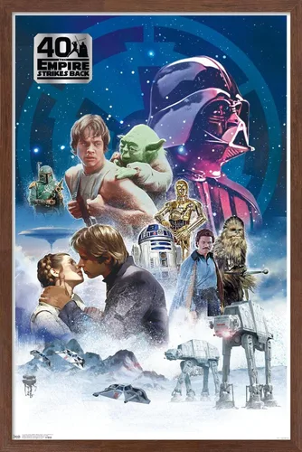 Vista 17 de Trends International Star Wars: The Empire Strikes Back 40th - Póster de pared clásico, 14.725 x 22.375 pulgadas, versión enmarcada de madera