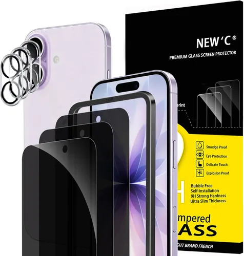 Vista 14 de NEW'C 3x Privacy Screen Protector for iPhone Air (6.5 inches)+ 3x Camera Lens Protector, Sensor Protection, Case Friendly Tempered Glass Film, Ultra