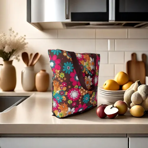 Vista 8 de Bolsas de comestibles plegables reutilizables para cocina, bolsa de asas plegable con cremallera