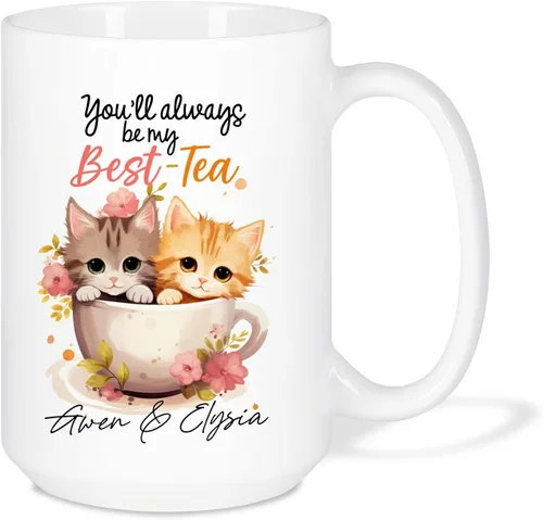 Vista 9 de Taza de café personalizada de alma gemela, taza de café de amistad personalizada para mejores amigos con nombres, mejores amigos, hermanas del alma
