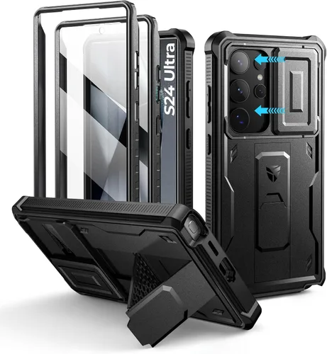 Vista 48 de Dexnor Funda para Samsung Galaxy S24 con Cubierta Deslizante Integrada para Cámara y Protector de Pantalla y Soporte, Funda Resistente a los Golpes