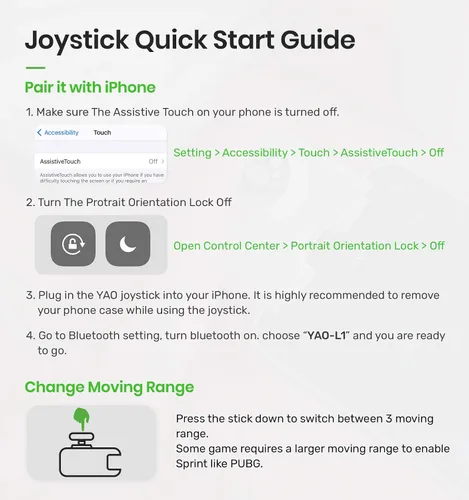 Vista 6 de IFYOO YAO L1 Pro - Joystick de control de juegos móvil para iPhone iOS 134 o posterior mando de juegos para PUBGG Mobile Call of Duty Mobile CODM
