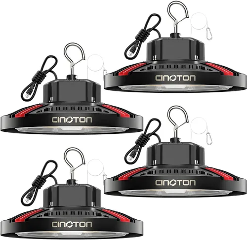 Vista 17 de CINOTON Luz LED UFO de Bahía Alta de 100W, Luces LED de Aluminio para Tienda con 15000LM, Iluminación de Bahía Comercial de 5000K para Almacén