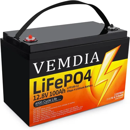 Vista 8 de Batería de litio LiFePO4 de 12 V 100 Ah, grupo 31 1280 Wh, batería de fosfato de hierro y litio de más de 8000 ciclos profundos, larga vida útil