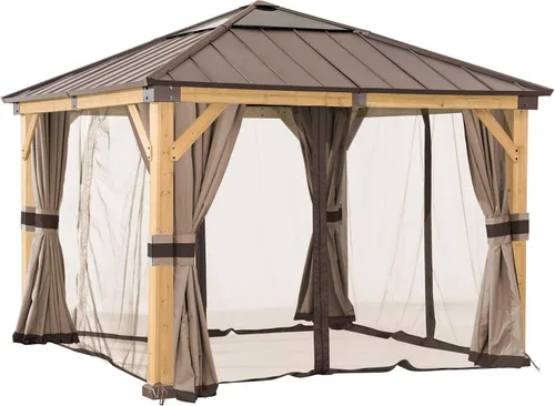 Vista 5 de SUNJOY Paneles de mosquitera de repuesto, resistentes al agua, 4 paneles para glorieta Sunjoy de 9 x 9 pies, protección de patio y patio
