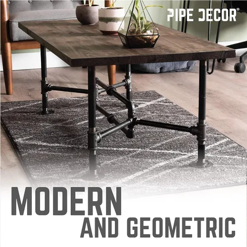 Vista 4 de PIPE DECOR Juego de patas de mesa auxiliar, kit de base de mesa industrial rústica para sala de estar, oficina, tuberías y accesorios ásperos