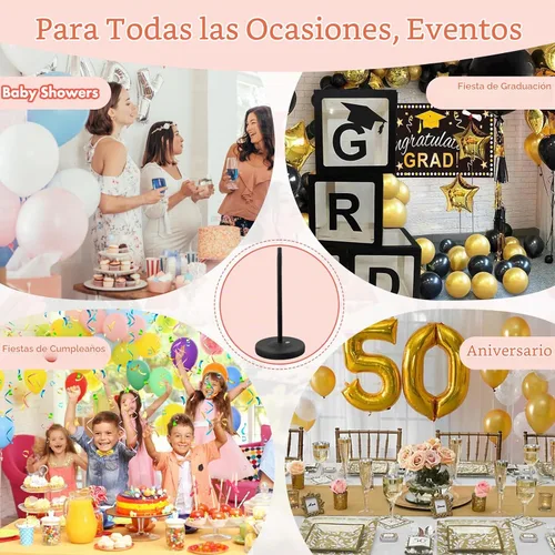 Vista 7 de Soporte para globos, juego de 2, 56 pulgadas de altura ajustable, empalme de poste de metal, kit de soporte de arco de columna de globos con base