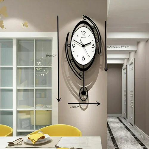 Vista 3 de Xuthusman Reloj de pared de lujo grande 3D con pantalla de 12 horas, estilo nórdico moderno, de metal, decoración para el hogar, sala de estar