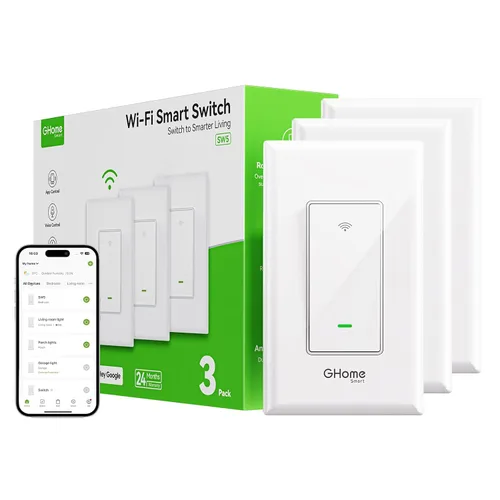 Vista 8 de Interruptores inteligentes GHome Smart para luces, interruptor de luz WiFi inteligente funciona con Alexa y Google Home, un solo polo, requiere