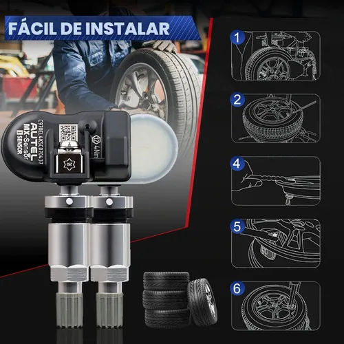 Vista 4 de Autel Sensor TPMS, sensor TPMS, sensor de presión de neumáticos, 1 sensor de 315 MHz + 433 MHz, sensor de reemplazo de neumáticos de doble