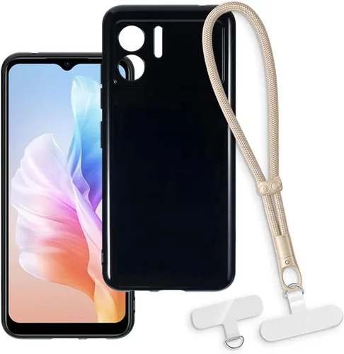 Vista 10 de Estuche y correa de muñeca para Doogee N50 - transparente+negro Funda protectora 2 en 1 para teléfono de 6.52 pulgadas con cordón desmontable