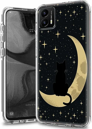 Vista 42 de Funda transparente para Motorola Moto G 5G 2023 con patrón de ciervo de bandera estadounidense para mujeres y hombres, doble capa híbrida de TPU
