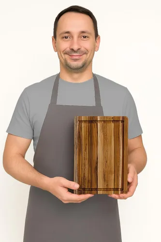 Vista 3 de Teakhaus Tabla de cortar – Tabla de cortar de madera pequeña (S) con ranura para jugo (14 pulgadas de largo x 10 pulgadas de ancho), ideas de regalo