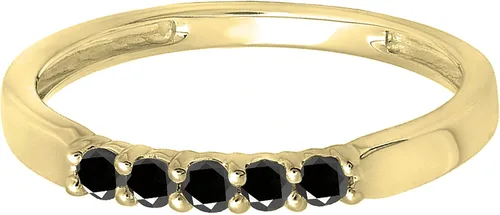 Vista 15 de Dazzlingrock Collection Anillo de boda redondo de 5 piedras preciosas o diamantes para mujer en oro macizo de 10 K/14 K/18 K