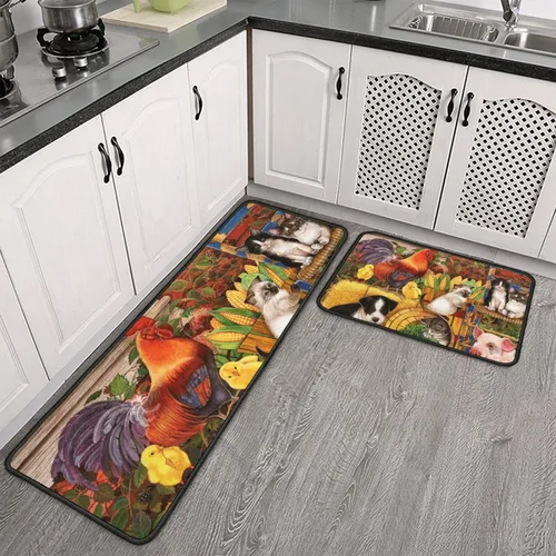 Vista 16 de The Kitchen is The Heart of The Home - Juego de 2 tapetes de cocina con parte trasera de goma antideslizante, juegos de cocina de vacaciones
