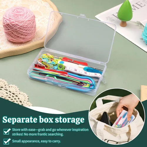 Vista 5 de JUPEAN Accesorios completos para tejer, kit de suministros para tejer con marcadores de puntada, agujas de coser de plástico, agujas de cable