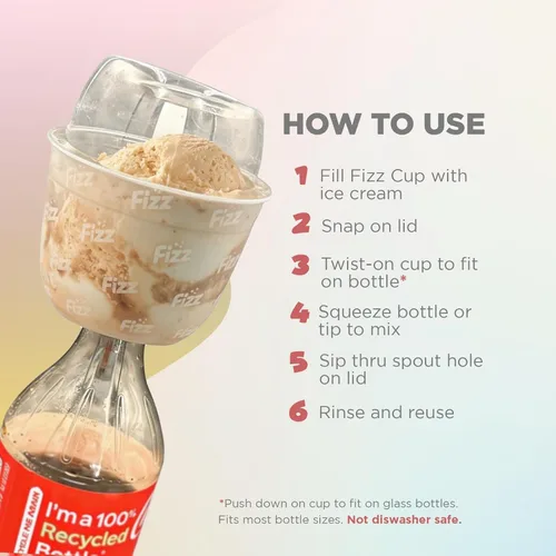 Vista 3 de Fizz Vaso flotante para helados para botellas de refrescos, taza de postre portátil a prueba de fugas para fiestas de verano y barbacoas, se adapta