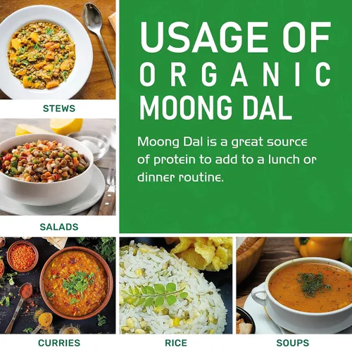 Vista 7 de Jiva Moong Dal amarillo orgánico, 2 libras, sin OMG, sin gluten, ideal para Kitchari, frijoles mungos amarillos partidos