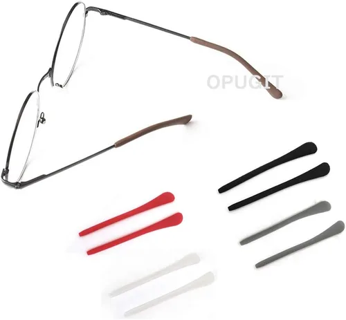 Vista 7 de 8 pares de puntas de punta de lentes para orejas, tubos antideslizantes, puntas de repuesto de silicona para patas de metal fino, 4 negro/4 blanco