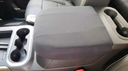 Vista 2 de Car Console Covers Plus Diseñado para todos los modelos de asiento de cubo GMC Sierra 2014-2023, funda de neopreno para consola central, hecha a Gris