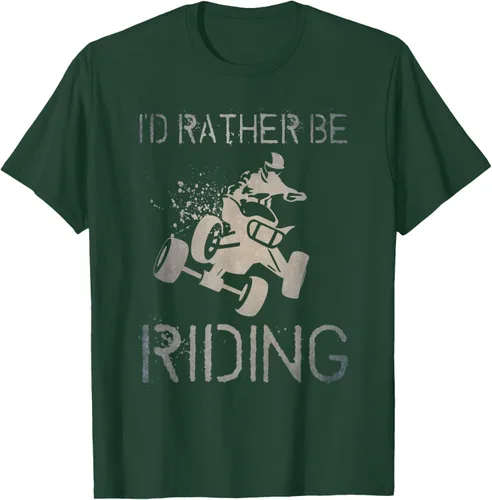 Vista 69 de Camiseta gráfica I'd Rather Be Riding ATV Quad Racing Rider de 4 ruedas, Negro