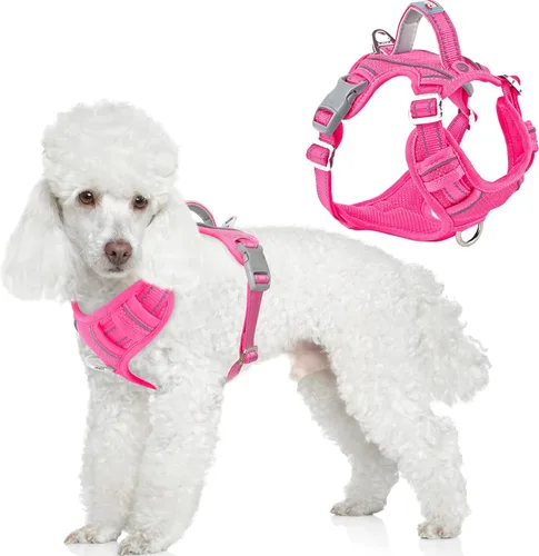 Vista 17 de BARKBAY Arnés Oxford sin tirones para perro con bolsillo para etiqueta de identificación, resistente, reflectante, fácil control para perros grandes