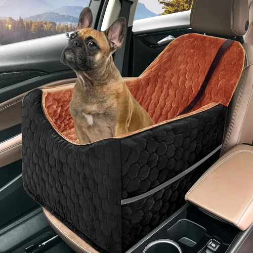 Vista 10 de Asiento de automóvil para perros pequeños/medianos, asiento elevador de perro de espuma viscoelástica, seguridad de viaje con funda extraíble