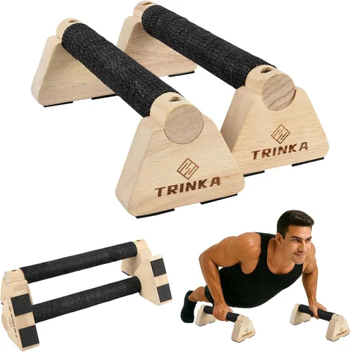 Vista 8 de Barras de levantamiento de paraletas de madera, 2 barras de calistenia de madera con base antideslizante, asas de flexión para gimnasio en el piso