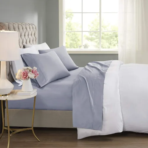 Vista 7 de Beautyrest BR - Juego de sábanas de mezcla de algodón refrescante de 600 hilos con bolsillo profundo de 16 pulgadas, para todas las estaciones, Gris
