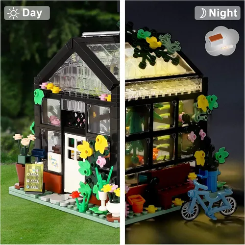 Vista 2 de QLT QIAOLETONG Juego de construcción de casa de flores, compatible con Lego Flowers House crea elegancia y ambiente cálido, con hermosa caja