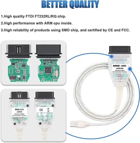Vista 4 de Cable MINI VCI J2534 para vehículos Toyota Lexus Scion, OBD2 a USB J2534 herramienta de diagnóstico y reprogramación funciona con TIS Techstream