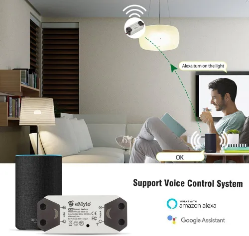 Vista 8 de Interruptor inteligente WiFi eMylo Interruptor de luz de relé inalámbrico, módulo de control remoto Tuya, interruptor temporizador de automatización