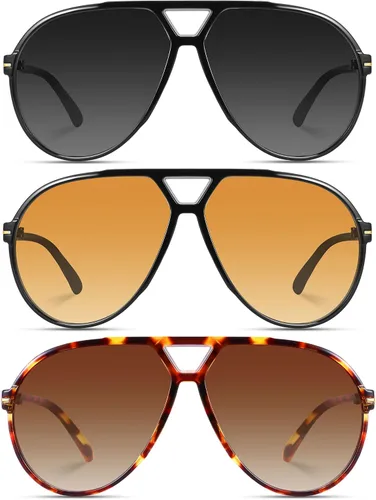 Vista 4 de Lentes de sol estilo aviador retro de gran tamaño para mujeres y hombres, clásicos de los años 70, estilo vintage, lentes de sol de marco grande
