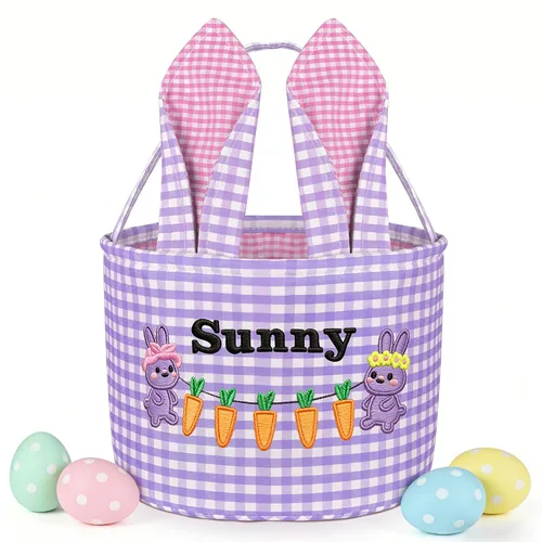 Vista 22 de Canastas de Pascua personalizadas para niños, conejo azul, 018B-azul
